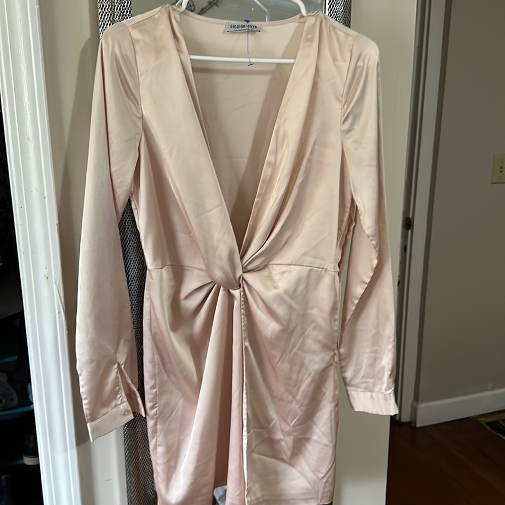 Satin dress, champagne color size M